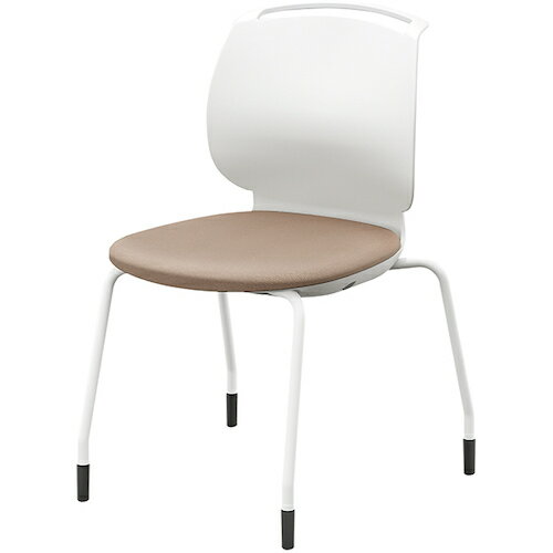 ナイキ（NAIKI）　ミーティングチェアー　“ルント”　4本脚　ミドルタイプ　肘なし　フレーム色ホワイト　背ヌード　色　ベージュ　【品番：E482F-H3-BE】