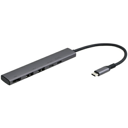 【メール便対応】ナカバヤシ　スリムドッキングステーション　PD対応　Type−C　5in1　グレー　【品番：..