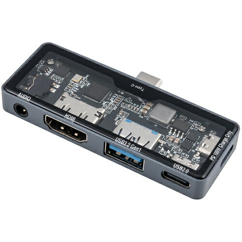 ナカバヤシ　スケルトンドッキングステーショングレー　PD対応　Type−C　（3．5mm　4極付き）　【品番..