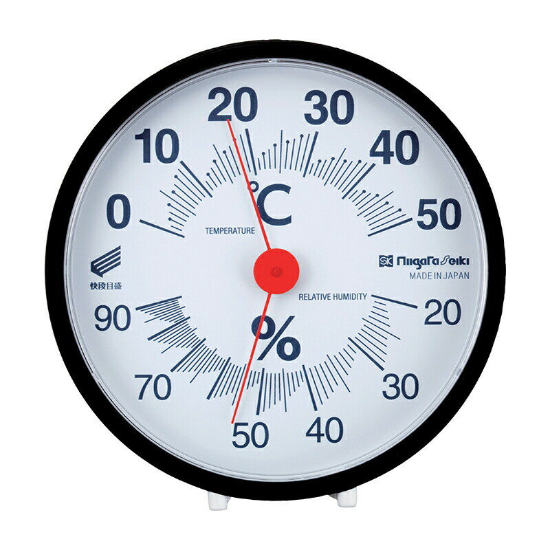 新潟精機　SK　温湿度計 快段目盛 丸型 黒 SK-1712KD　【品番：4975846665453】