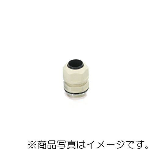 ●電線引き込み部の防水・防塵処理や電線の固定・断線防止に。豊富なラインナップ。 ●各種電気配線器具（制御盤・中継ボックス・リミットスイッチ・モータなど）の電線引出部の保護および保持に。 ●保護等級： IP67 ●カラー： ベージュ、ゴムブッシュ:青、Oリング:青 ●耐環境： 耐候性 ●穴数： 1 ●適合電線径（mm）： φ3〜5 ●取付穴径（mm）： φ15 ●取付ねじ： M15 P=1 ●適合板厚： 3mm以下 ●本体質量： 約7g ※1 黒色タイプの本体質量になります。 ●使用周囲温度： -25〜+80℃ ※製品に足を掛けるなど荷重をかけないでください。また、塗装はしないでください。 ※油中、水中での使用はできません。 ※以下の環境での使用・保管はしないでください。製品劣化の原因になります。 1.使用周囲温度範囲外 2.水蒸気、高温・高湿の雰囲気 3.酸、アルカリ、有機溶剤の雰囲気 ※油気の雰囲気では使用しないでください。 ※屋内でも油のかからない場所には耐候性をお薦めします。 【メーカー名】オーム電機（株） 【メーカー品番】OA-W15M-05EB
