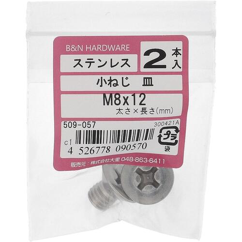 大里　OHSATO　ステン　コネジ　サラ　M8X12　【品番：509-057】