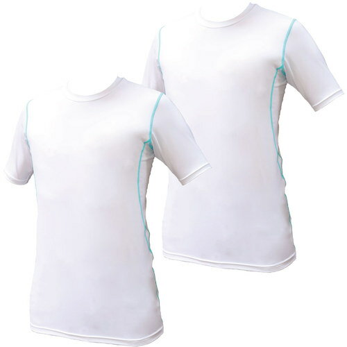 岡潮 超吸汗速乾・冷感シャツ コンプレッション半袖 ホワイト LL お得な洗い替え2枚セット 【品番：20008-LL-2】