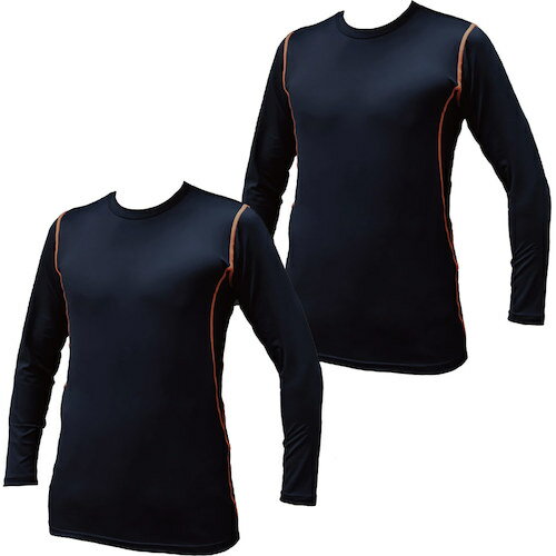 岡潮 超吸汗速乾・冷感シャツ コンプレッション長袖 ブラック S お得な洗い替え2枚セット 【品番：20016-S-2】