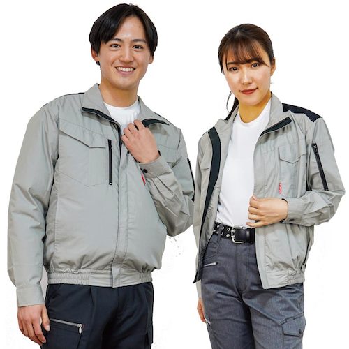岡潮 空調長袖ブルゾン(ウェアのみ)日本製生地使用 20125 ライトグレー×ブラックS 【品番:20125-S】 岡潮 空調長袖ブルゾン(ウェアのみ)日本製生地使用 20125 ライトグレー×ブラックS 【品番:20125-S】