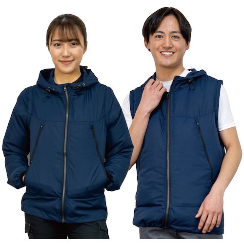 岡潮　空調付2Wayパーカー（ウェアのみ）　30101　ネイビー　S　【品番：30101-S】