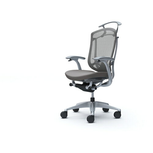 オカムラ　OKAMURA　コンテッサセコンダ　固定肘　座クッション　ハイバック5本脚　シルバー　グレー　ランバー付ハンガー付　張地色ミディアムグレー　【品番：CC44GE-FPD2】(3)