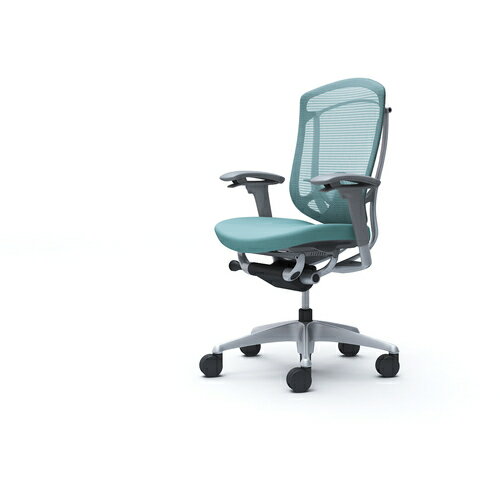 オカムラ　OKAMURA　コンテッサセコンダ　可動肘　座クッション　ハイバック5本脚　シルバー　グレー　ランバー付ハンガー無　張地色セージ　【品番：CC83GE-FPC6】