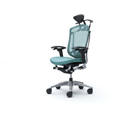 オカムラ　OKAMURA　コンテッサセコンダ　可動肘　座クッション　小型ヘッド5本脚　ポリッシュ　ブラック　ランバー付ハンガー付　張地色セージ　【品番：CC8DBS-FPC6】