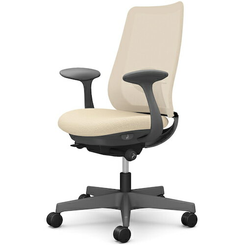 オカムラ　OKAMURA　ポータム，固定肘，背メッシュ，スタンダードタイプ，ダークグレーボディ，ハンガー無，ランバー有，ウレタンキャスター　【品番：CF21ZE F1K2】