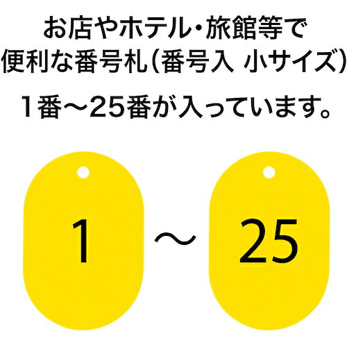 住設プロ 楽天市場店のオープン工業　番号札　小　番号入り1〜25　黄　（25枚入）　【品番：BF-70-YE】｜アングル3