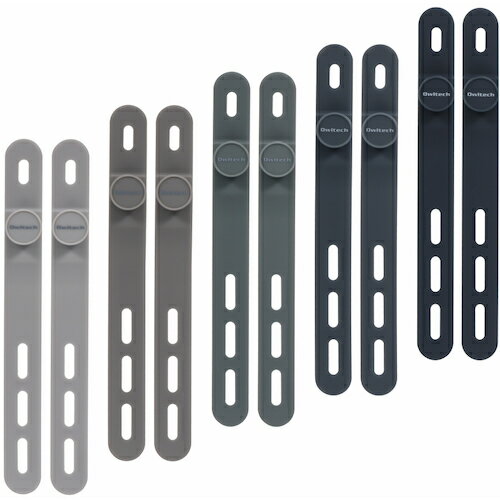 【メール便対応】オウルテック（Owltech） ソフトタッチ シリコン製ケーブルバンド 5色×各2本セットブラックグラデーション 【品番：OEC-CBBAND0210-BKGD】