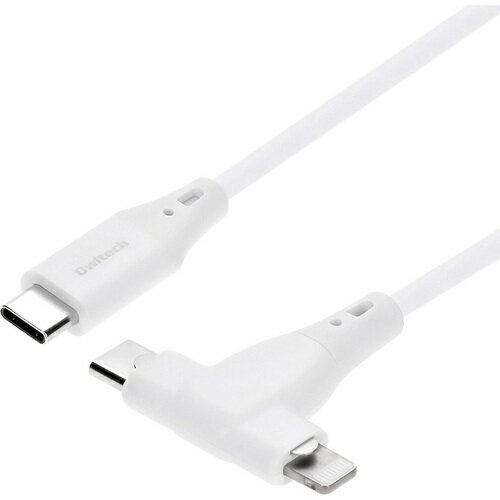 オウルテック（Owltech）　USBケーブル　超柔らかで絡まりにくい　2in1ケーブル　1m　ホワイト　