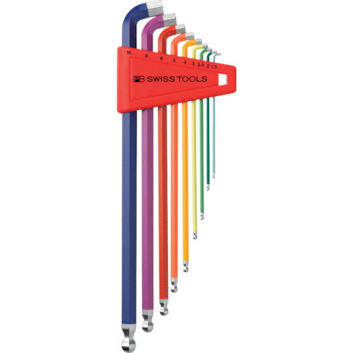 PB SWISS TOOLS(PBスイスツールズ) 2212LH−10RB ショートヘッド六角9本セット(レインボー)(パックナシ) 【品番:221...