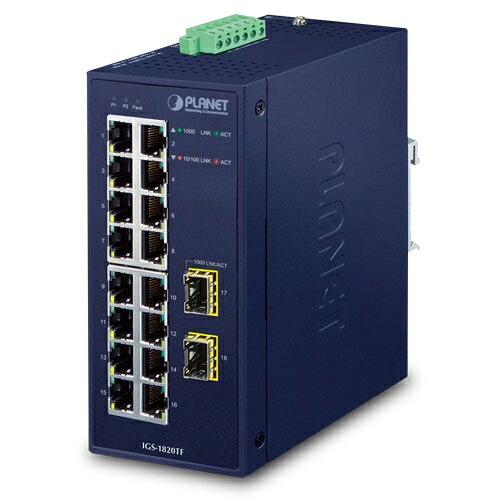 PLANET Technology Corporation　産業用ギガビットイーサネットスイッチSFPポート付　【品番：IGS-1820TF】