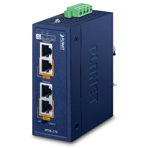 PLANET Technology Corporation　産業用マルチギガビット2ポートPoE＋＋インジェクター　【品番：IPOE-270】