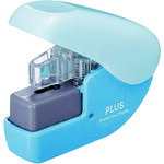 特長 ●ミニサイズで握りやすく押し終わりがわかるガイド表示と感触です。 仕様 ●色：ブルー ●最大とじ枚数(枚)：約2〜4 ●幅(mm)：32 ●奥行(mm)：74 ●高さ(mm)：66 ●とじ枚数(枚)：約2〜4 ●とじ枚数(枚)：PPC用紙(64g/［［M2］］)約2〜4 ●針なしホッチキス ●4枚とじ 材質 ●50%再生樹脂（ベース：100％再生PC） 質量・質量単位 ●70.0g 注意事項 ●パワーアシスト機構、最大とじ枚数を超える枚数や、粘着剤のついたもの、厚紙、紙以外のものはとじないでください。 【メーカー名】プラス（株） 【メーカー品番】SL-104NB BL