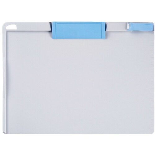 特長 ●お買い得なパステルカラーのクリップボードです。 仕様 ●色：ブルー ●用紙サイズ：A4ヨコ型 ●幅(mm)：318 ●高さ(mm)：235 ●目盛り付き 材質 ●本体・クリップ：HIPS ●ペンホルダー：POM ●板バネ：鋼板 質量・質量単位 ●0.192kg 【メーカー名】プラス（株） 【メーカー品番】D148J-5BL