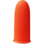 特長 ●優れたフィット感がある薄手の指サックです。 ●表面は滑り止めエンボス形状です。 仕様 ●内径(mm)：φ15.5 ●長さ(mm)：41 ●色：オレンジ ●規格：S ●数量：10個入 ●包装単位：（袋）：1／10／500 材質 ●天然...