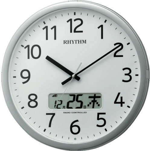 リズム RHYTHM 電波 壁掛け時計 最大24回/日プログラムチャイム カレンダー付き シルバー φ350x55 【品番:4FNA01SR19】 [3]