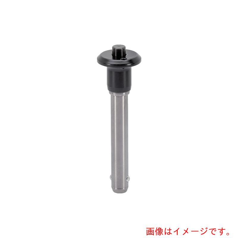 特長 ●部品や加工品をスピーディに固定、ロック、交換、位置調整するのに役立ちます。 ●頻繁に着脱を繰り返す個所に最適です。 ●耐食性があります。 ●コンパクトで扱い易いきのこ形グリップ（黒色）です。 ●保持ケーブル（EH22421.別売り）用の取付穴が付いています。 ●ボタンを押すことによりボールのロックが解除され、離すとロックします。 用途 ●調整機構部のロック、脱着部の締結、可動部の固定、ネジや留め金具の代用に。 ●部品や加工品をスピーディに固定、ロック、交換、位置決めし、頻繁に着脱を繰り返す箇所に。 仕様 ●せん断強度(kN)：60 ●ピン長さ(mm)：20 ●ピン径(mm)：10 ●寸法(mm)d1：10 ●寸法(mm)d2：12.0 ●寸法(mm)d3：14.1 ●寸法(mm)l1：20 ●寸法(mm)l2：9.6 ●寸法(mm)l3：27.3 ●寸法(mm)l4：22.6 ●寸法(mm)l5：18.6 ●取付穴H11(mm)：10 ●寸法(mm)d4：25 ●セルフロック機能 ●穴の公差はH11 ●使用温度範囲：-30℃〜150℃ ●きのこ型グリップ付 ●ロック解除機能付 材質 ●ピン部：ステンレス鋼 1.4305（SUS303相当） ●グリップ部：アルミニウム（RAL9005相当） ●バネ：ステンレス鋼 ●押しボタン：ステンレス鋼 質量・質量単位 ●35.0g 【メーカー名】ロームヘルド・ハルダー（株） 【メーカー品番】22340.0244