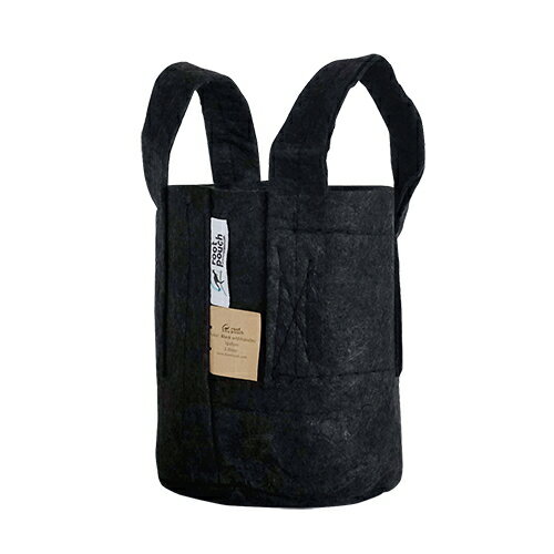 root pouch（ルーツポーチ）　リサイクル素材で作られた不織布製の植木鉢　Black with handles　3.8liter　【品番：RP-RR800-01H】