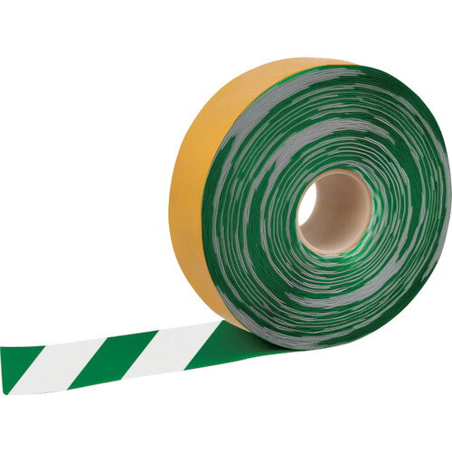 【別途送料あり】セーフラン安全用品（SAFERUN）　高耐久ラインテープ　幅50mm×30m　緑／白　【品番：11756】