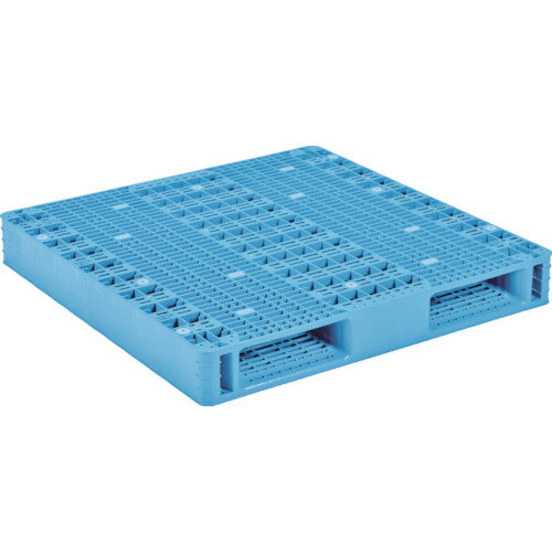 三甲（サンコー）　樹脂パレット（両面二方差し）　プラスチックパレット　812551　R2−1111−4ライトブルー　間口1100×奥行1100×高さ144mm　【品番：SK-R2-1111-4-BLL】□