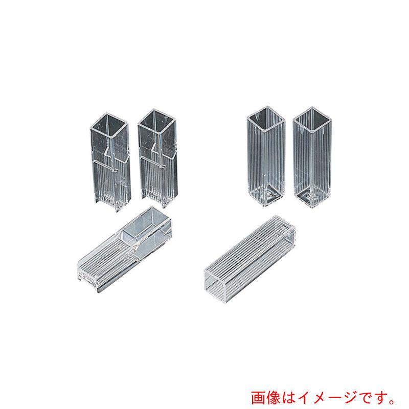 特長 ●ガラスセルに匹敵する光学的性質を持っています。 ●非透過面は溝が付いていますので透過面と間違えることがありません。 ●100個1組で、専用ラックに入っております。 仕様 ●容量(ml)：0.5〜2 ●内寸法(mm)：10×4×43 ●外寸法(mm)：12.3×6.0×44 ●呼称：セミミクロ ●*光路：100mm±0.5mm使用可能範囲：350〜800nm吸光変動率：±1% 材質 ●ポリスチレン 質量・質量単位 ●216.0g 【メーカー名】（株）サンプラテック 【メーカー品番】09833