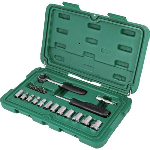 SATA　6角ソケットレンチセット　差込角6．35mm（21点）　【品番：09521】