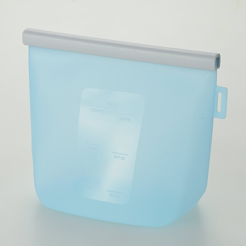 【メール便対応】セーブ・インダストリー　くり返し使える シリコン保存バッグ 1500ml　ブルー　【品番：SV-7534】