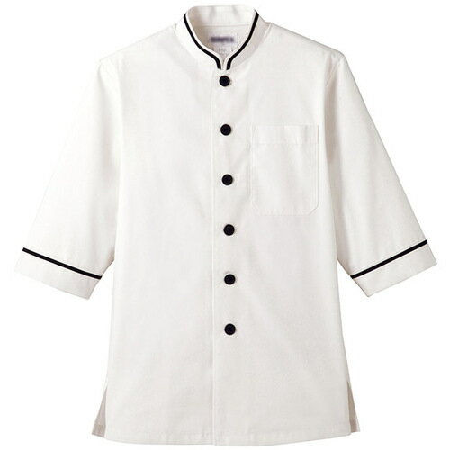 サーヴォ(SERVO) サンペックス 七分袖ショップコート ホワイト*ブラック LL 【品番:D1127-LL】