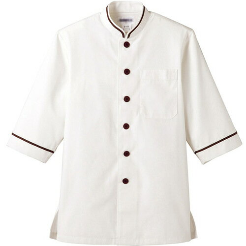 サーヴォ(SERVO) サンペックス 七分袖ショップコート ホワイト*ブラウン S 【品番:D1130-S】