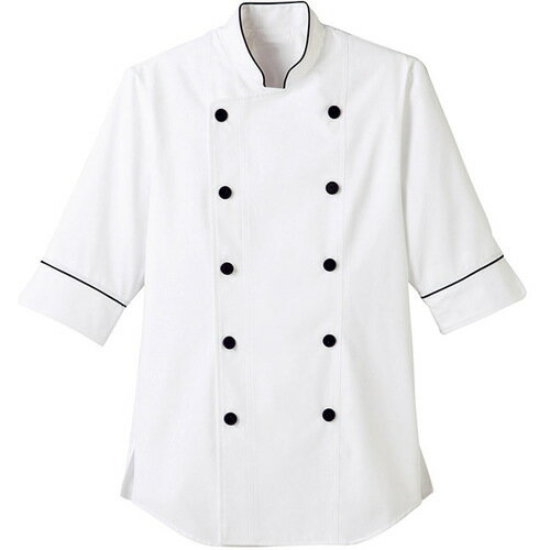 サーヴォ(SERVO) サンペックス 七分袖ショップコート ホワイト*ブラック 3L 【品番:ET1140-3L】