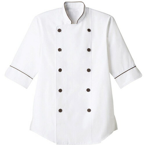 サーヴォ(SERVO) サンペックス 七分袖ショップコート ホワイト*ブラウン 4L 【品番:ET1144-4L】