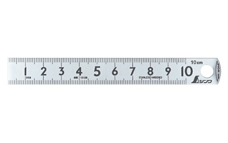 【メール便対応】シンワ測定　ピックアップスケール シルバー 10cm cm表示 上下段1mmピッチ　【品番：13128】