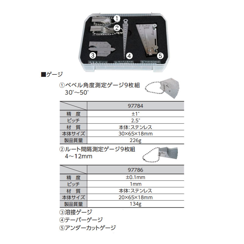 シンワ測定　鉄骨精度測定器具 5点セット　【品番：97575】 2