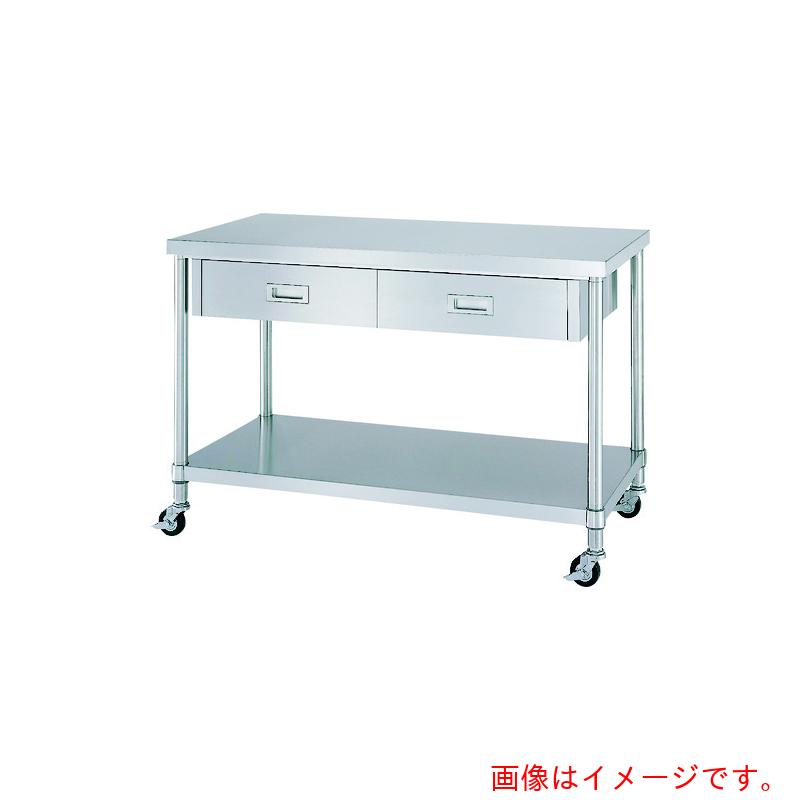 【法人限定】シンコー（SINKO）　ステンレス（SUS430）作業台片面引出付ベタ板棚キャスター付　φ100ナイロン車　　1500×600×800　【品番：WDBC-15060-N100】