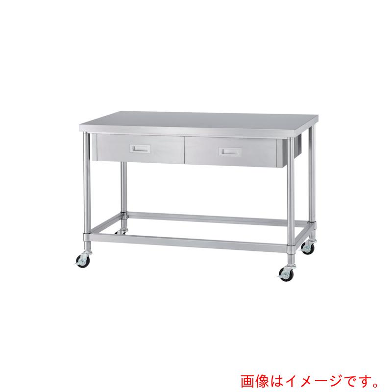 【別途送料あり】シンコー（SINKO）　ステンレス（SUS304）作業台片面引出付四方枠キャスター付　φ100ウレタン車　ステンレス金具　900×750×800　【品番：WDZNC-9075-800-SU100】
