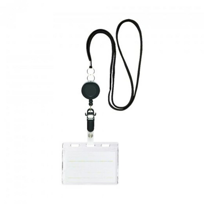 【在庫処分】【メール便対応】ソニック　リール式吊下げ名札 チャックタイプ　黒　【品番：NF-412-D】