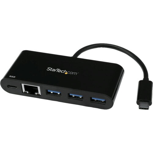 StarTech.com　USBハブ／Type−C／3ポート　Type−A／イーサネット／LANポート／60W　USB　PD／バスパワー／ブラック　