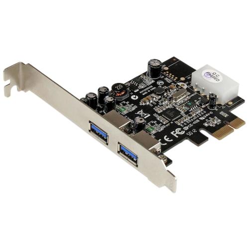 StarTech.com　USB増設PCIeカード／2x　USB−A／5Gbps／ペリフェラル電源／UASP対応／インターフェースボード　
