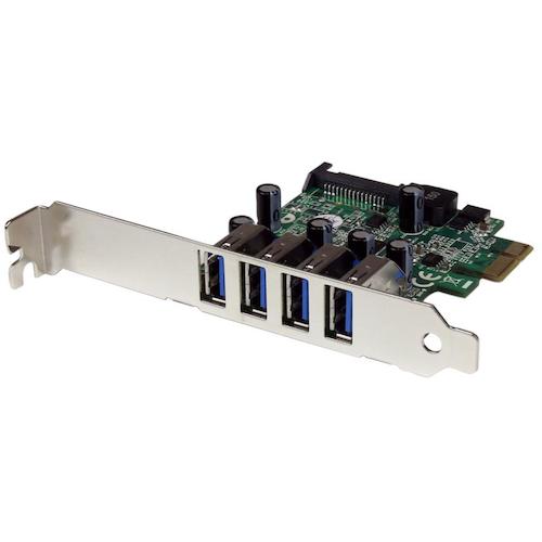 StarTech.com　USB増設カード／PCIe　2．0　−　4x　USB−A／5Gbps／SATA電源／UASP　