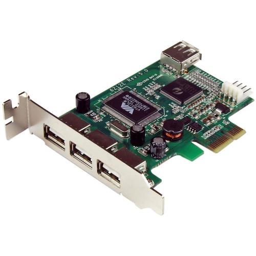 StarTech.com　USB増設　PCIeカード／1x　USB−A内部＋3x　USB−A外部／480Mbps／インターフェースボード　