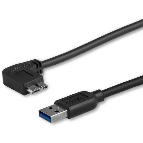 【メール便対応】StarTech.com USB 3．0ケーブル／2m／Type‐A - L型左向Micro-B／5Gbps／オス-オス／ブラック／マイクロB 【品番：USB3AU2MLS】