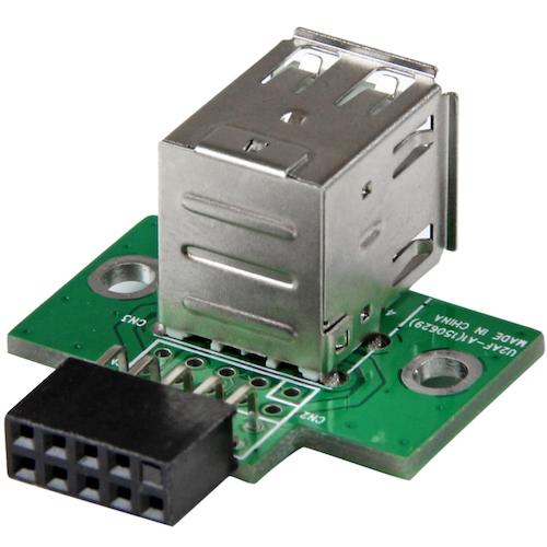 StarTech.com　USB　2ポート増設変換アダプター／マザーボードピンヘッダー接続／2x　USB　A　−　IDC　（10ピン）　