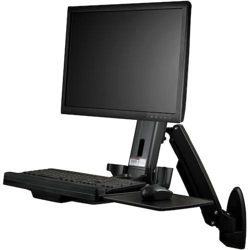 StarTech.com　モニターアーム／キーボード＆　マウストレイ付／壁面設置／最大24インチ／VESA対応／多関節／耐荷重8kg／昇降デスク　