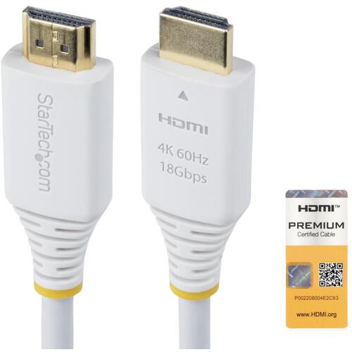 特長 ●UHD対応プレミアム認証ハイスピードHDMI 2.0ケーブルです。 ●最大18Gbpsの高帯域で、各種HDMIディスプレイで安定した信号伝送、およびスムーズなビデオ再生が可能です。 ●HDMI 2.0の性能を備え、優れた互換性を備えています。 ●従来のHDMIバージョンとの下位互換に対応しています。 ●コネクター部には性能を示すマークが付いており、適切なHDMIケーブルを識別するのに便利です。 ●1万回以上の挿抜サイクル試験をクリアした金めっきコネクター使用しています。 ●高耐久TPE被覆材を採用した柔軟なストレインリリーフコネクターは、ハロゲンフリーで、RoHSに対応しています。 ●1万回以上の挿抜サイクル試験、および-/+60度の角度で2千回以上の屈曲試験をクリアしています。 ●StarTech.comでは、メーカーによる製品に関する質問や相談の無料対応を提供しています。 仕様 ●長さ(m)：1.8 ●色：ホワイト ●コネクタ形状：HDMI (オス) - HDMI (オス) ●対応解像度：4K ●製品重量(kg)：0.1 ●アダプタのタイプ：パッシブ ●コネクタめっき：ゴールド ●シールドタイプ：2重シールド（編組＋アルミ箔） ●最大データ転送速度：18Gbps ●オーディオ仕様：HDMI（32chオーディオ） 材質 ●サントプレン - 熱可塑エラストマー(TPE) ●ケーブル被覆材：熱可塑性エラストマー 質量・質量単位 ●88.0g 【メーカー名】STARTECH．COM社 【メーカー品番】HDMI2-CABLE-4K60-6FW