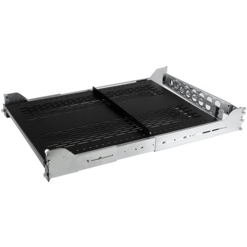 StarTech.com　サーバーラック棚板／2U／19インチ／スライド式／放熱スリット付き／奥行61cm／耐荷重50kg／ラックアクセサリー　