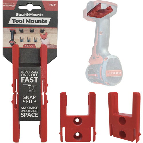 Tiles, Bricks - StealthMounts　ツールマウントミルウォーキーM18用ステルスマウント（4個入り）レッド　【品番：TM-MW18-RED-4】